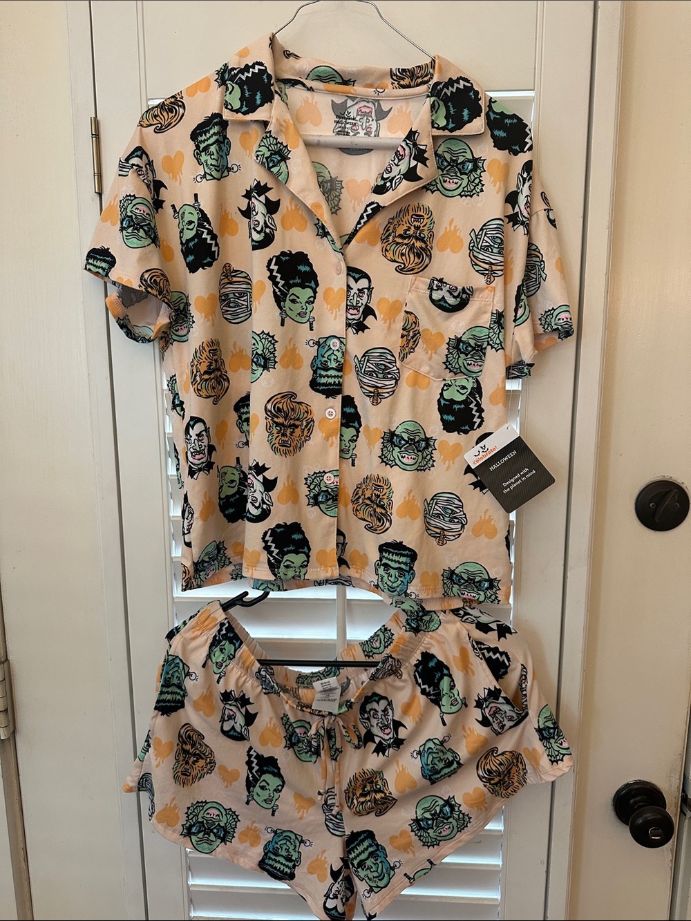 Women’s Monster Print Short Pajama Set HALLOWEEN print Size 0/2 xs